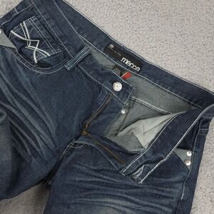 Mecca USA Jeans Mens 36x27 Blue Denim Relaxed Fit Embroidered Pockets Y2K‎ VTG